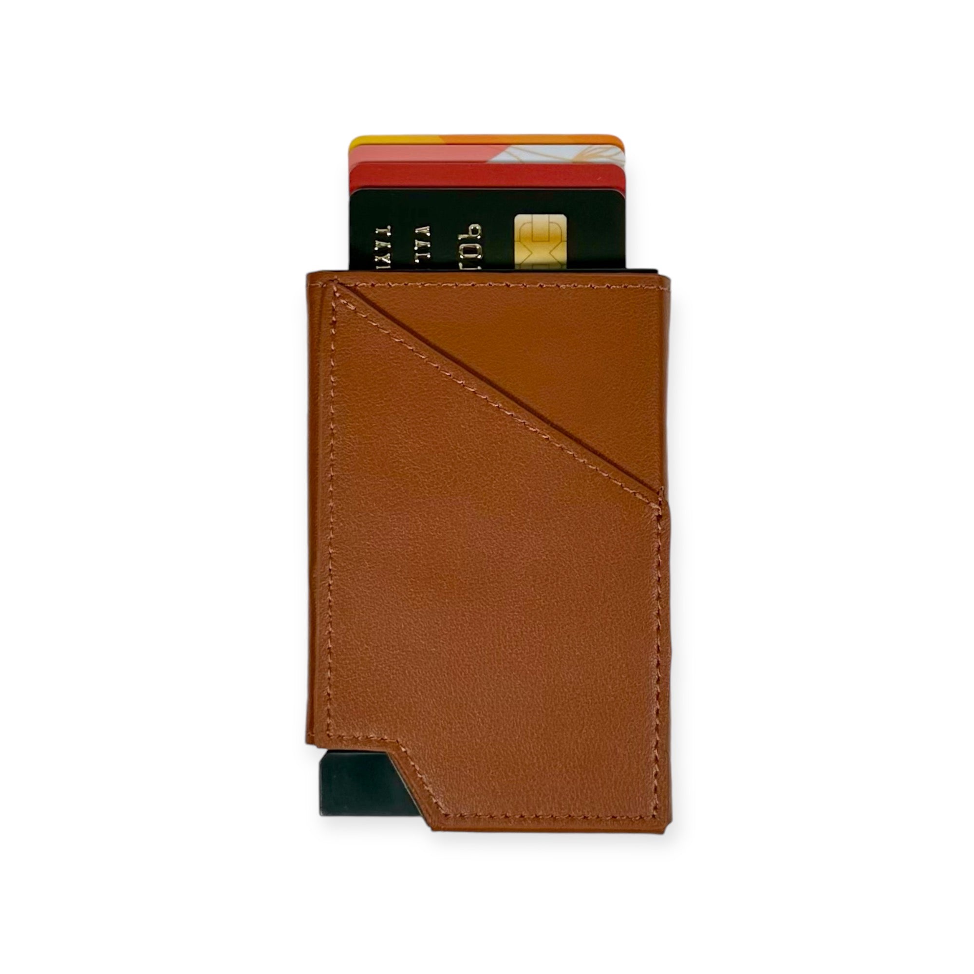 Premium Leather RFID Pop-Up Card Wallet w/ 2 Pockets | 10 Pack | Minimalist Design